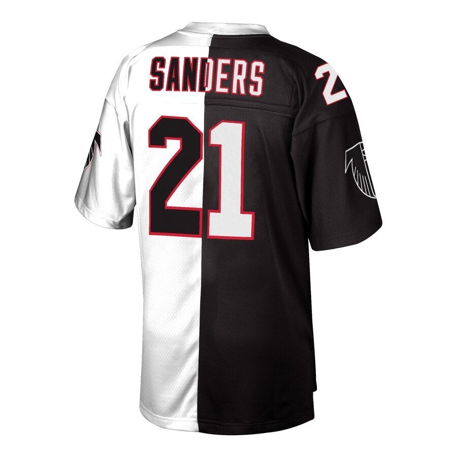 Men's Mitchell & Ness Deion Sanders Black/Red Atlanta Falcons Big & Tall  Split Legacy Retired Player Replica Jersey